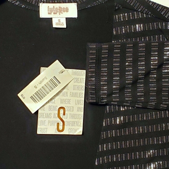 NWT S LuLaRoe Elegant Sarah Long Black Duster Silver Metallic Striped Cardigan - Picture 7 of 9